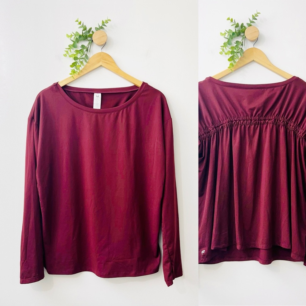 Fabletics Maroon Cashel Cinched Long Sleeve Workout Tank